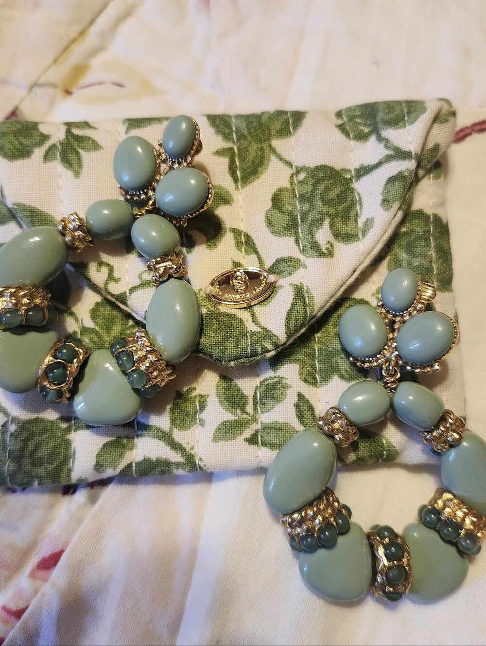 Sezane Green And Gold Clip On Earrings